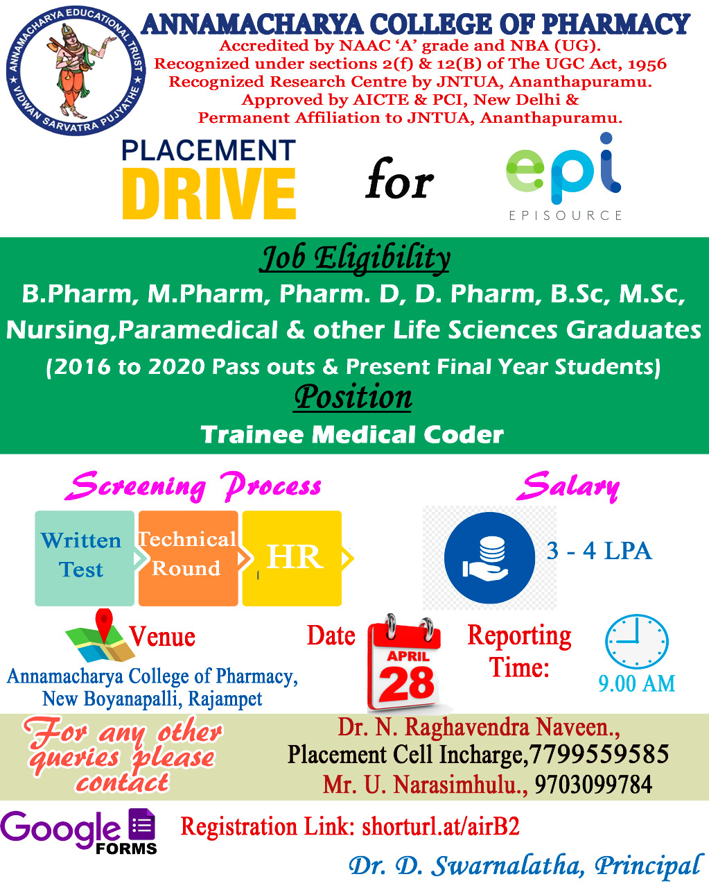 POOL CAMPUS PLACEMENT DRIVE AT ANCP
