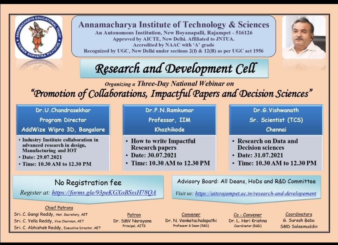 Promotion of Collaborations, Impactful Papers and Decision Sciences