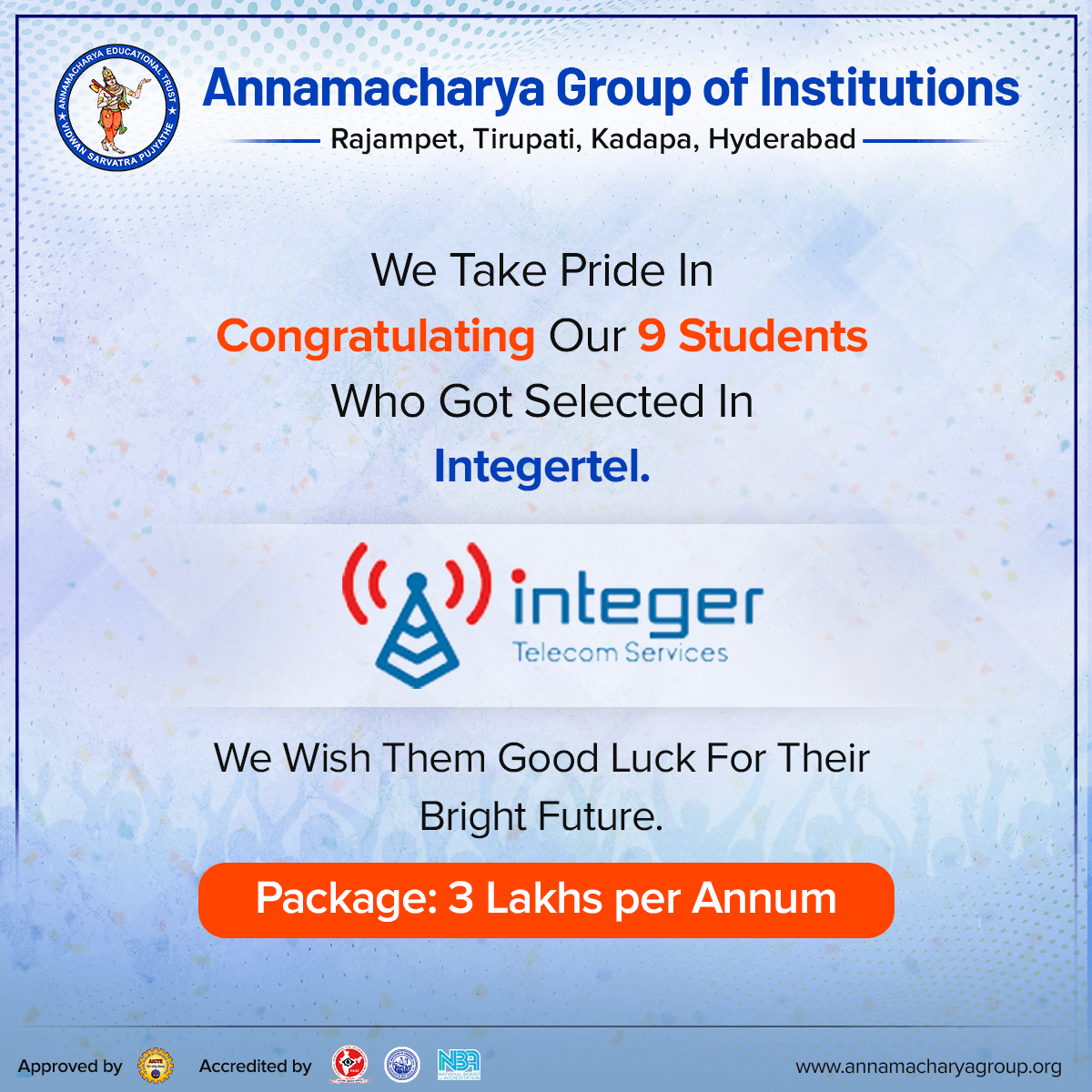 We Take Pride in Congratulating our 9 Students Who Got Selected in Integertel